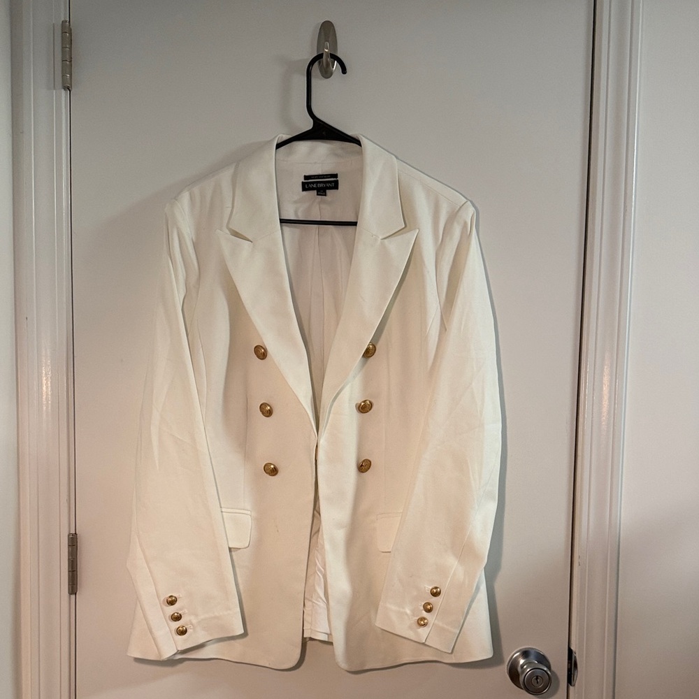LANE BRYANT The Blazer with Gold Buttons,  White , 18